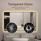 Espejo de pared LED de aluminio negro, 48x32 pulgadas, un solo tocador