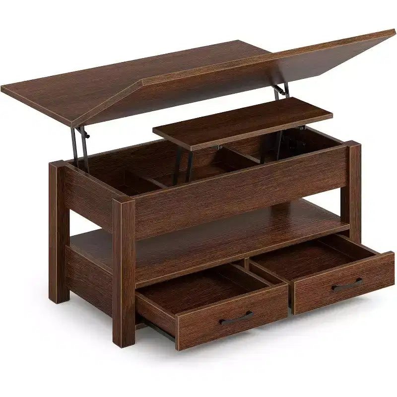 Adjustable Height Coffee Table - Converts to Dining/Desk w/ Hidden Storage, Modern Minimalist