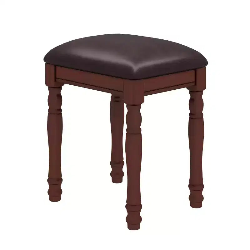 Tocador blanco de 2 piezas con espejo y taburete – 1 asiento