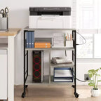 Soporte de impresora rodante de 3 niveles con estantes de almacenamiento – Negro / Gris / Color retro, para 1 persona