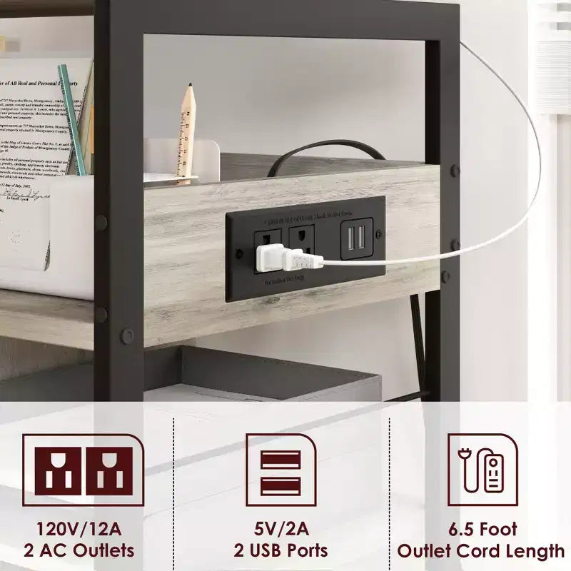 Soporte de impresora rodante de 3 niveles con estantes de almacenamiento – Negro / Gris / Color retro, para 1 persona