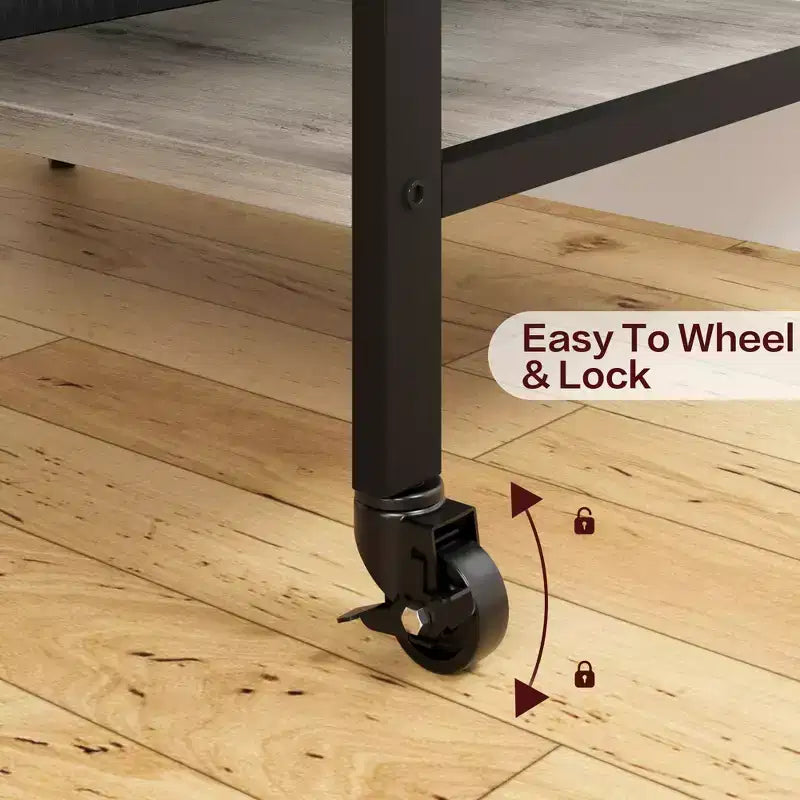 Soporte de impresora rodante de 3 niveles con estantes de almacenamiento – Negro / Gris / Color retro, para 1 persona
