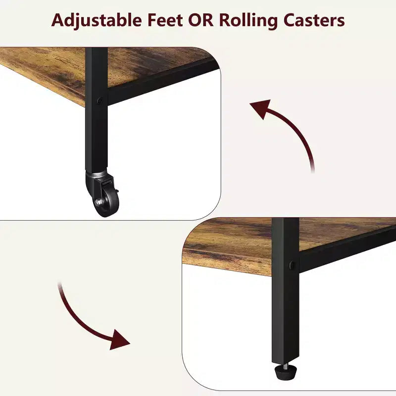 Soporte de impresora rodante de 3 niveles con estantes de almacenamiento – Negro / Gris / Color retro, para 1 persona