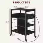 Soporte de impresora rodante de 3 niveles con estantes de almacenamiento – Negro / Gris / Color retro, para 1 persona