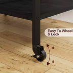 Soporte de impresora rodante de 3 niveles con estantes de almacenamiento – Negro / Gris / Color retro, para 1 persona