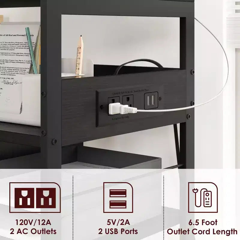 Soporte de impresora rodante de 3 niveles con estantes de almacenamiento – Negro / Gris / Color retro, para 1 persona