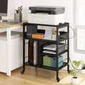 3 Tier Home Printer Stand,Mobile Printer Table with Wheels Printer Shredder Stand with Storage Under Desk Shelf with Storage, for Living Room