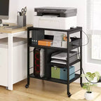 3 Tier Home Printer Stand,Mobile Printer Table with Wheels Printer Shredder Stand with Storage Under Desk Shelf with Storage, for Living Room