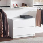 Sistema de clóset modular con doble barra para colgar y 4 estantes, montado en la pared, roble/blanco