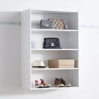Sistema de clóset modular con doble barra para colgar y 4 estantes, montado en la pared, roble/blanco
