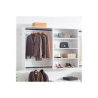 Sistema de clóset modular con doble barra para colgar y 4 estantes, montado en la pared, roble/blanco