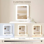 Tocador con espejo LED blanco, 1 persona, altura regulable