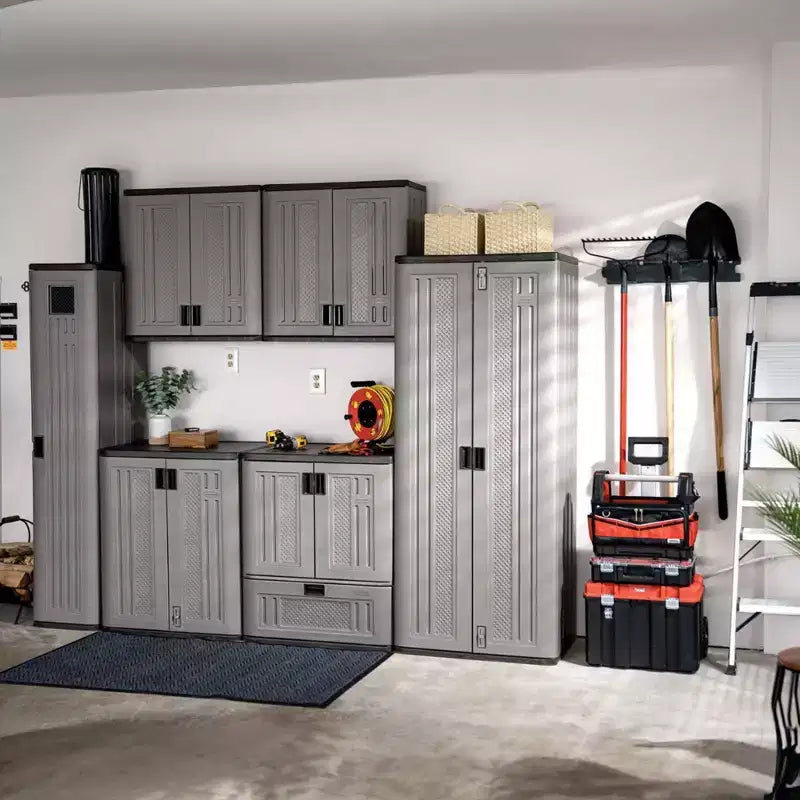 Colgador de herramientas gris de pared con mango largo – Capacidad para 5 herramientas