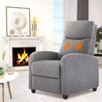 Manual Recliner Chair with Massage and Heating Single Sofa for Living Room, 90160 Adjustable, Upholstered in Leather/Fabric  Winback Design (Grey)