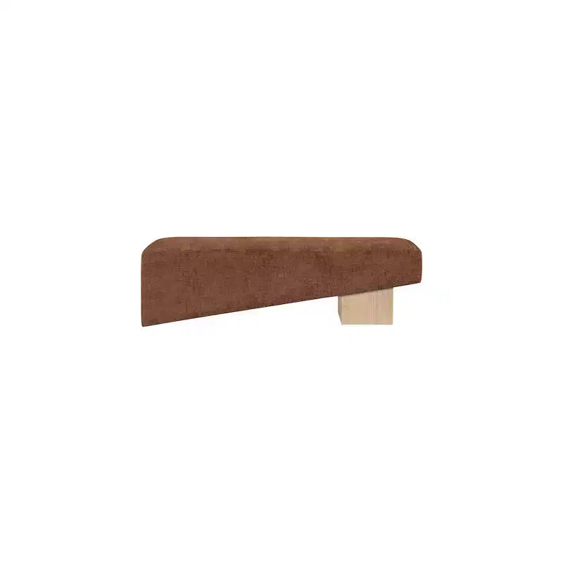 Banco tapizado en tela negra/coñac/crema – Patas de madera natural, capacidad para 2 personas