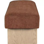 Banco tapizado en tela negra/coñac/crema – Patas de madera natural, capacidad para 2 personas