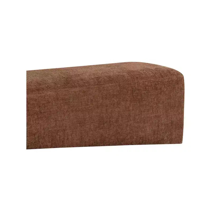 Banco tapizado en tela negra/coñac/crema – Patas de madera natural, capacidad para 2 personas