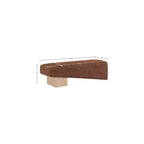 Banco tapizado en tela negra/coñac/crema – Patas de madera natural, capacidad para 2 personas