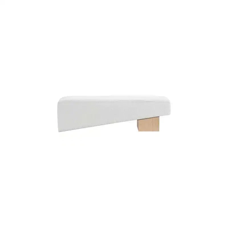 Banco tapizado en tela negra/coñac/crema – Patas de madera natural, capacidad para 2 personas