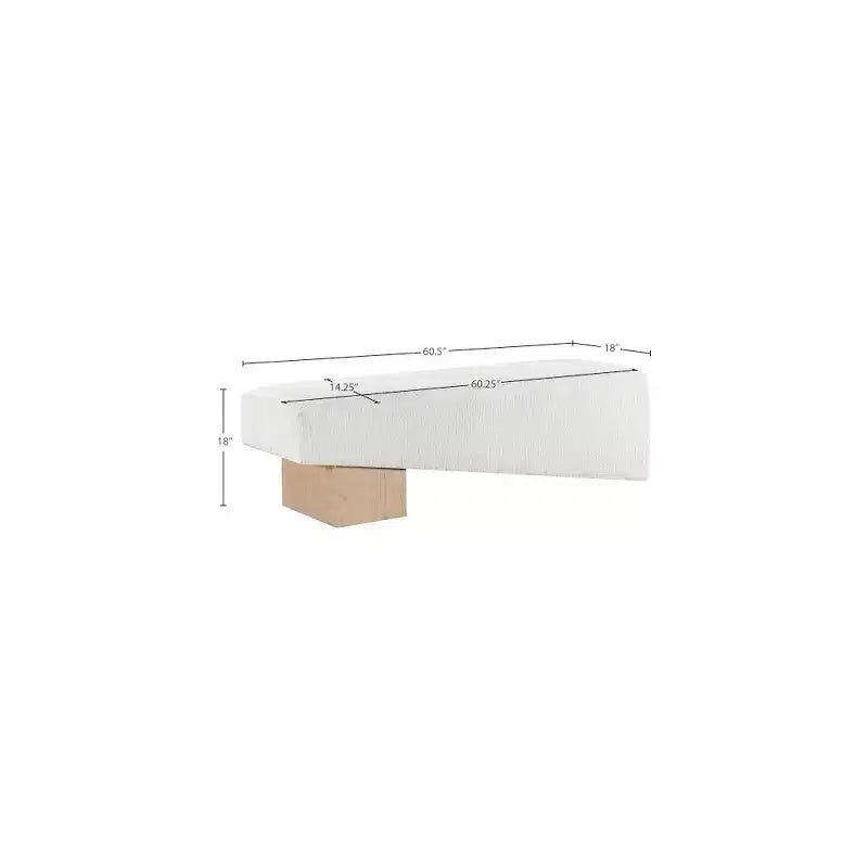 Banco tapizado en tela negra/coñac/crema – Patas de madera natural, capacidad para 2 personas