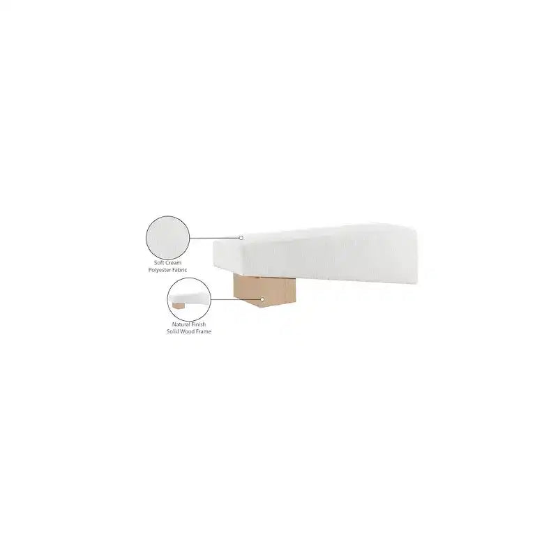Banco tapizado en tela negra/coñac/crema – Patas de madera natural, capacidad para 2 personas