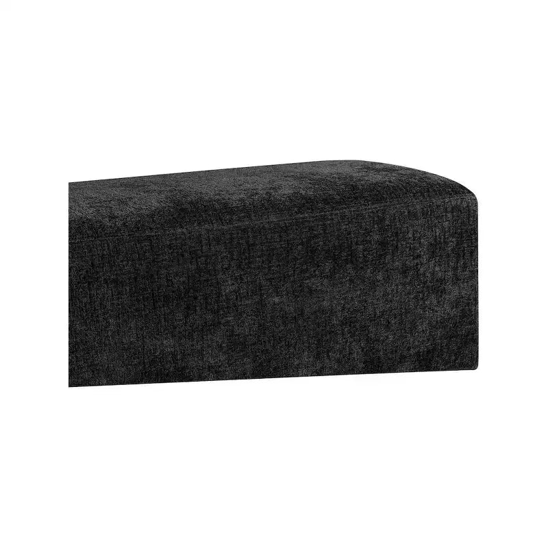 Banco tapizado en tela negra/coñac/crema – Patas de madera natural, capacidad para 2 personas