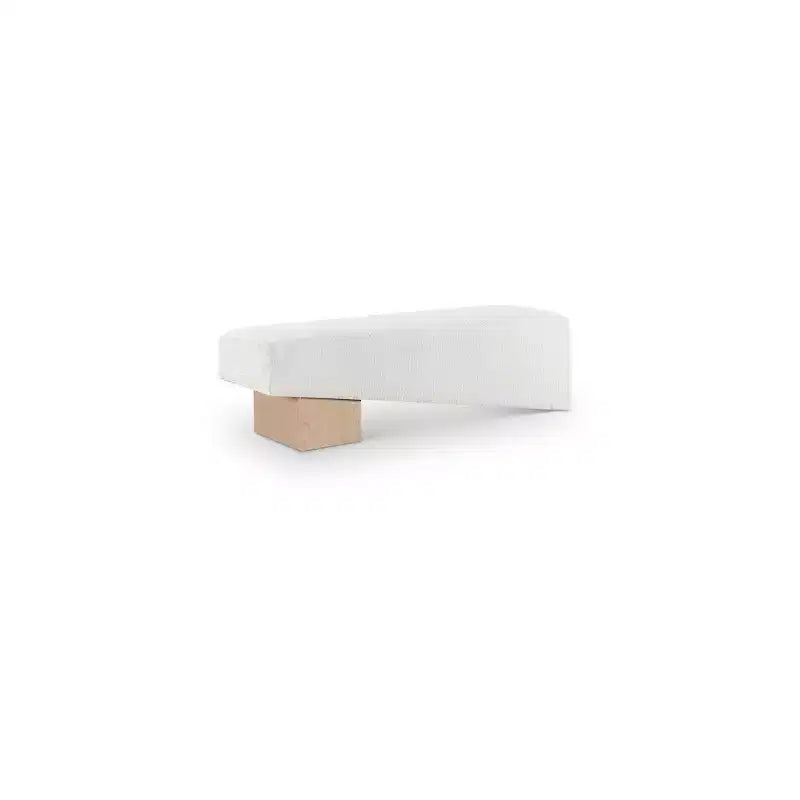 Banco tapizado en tela negra/coñac/crema – Patas de madera natural, capacidad para 2 personas