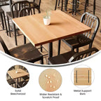 Tablero de mesa rectangular de madera maciza marrón oscuro/natural, 3,8 cm de grosor, para 4 personas