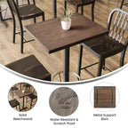 Tablero de mesa rectangular de madera maciza marrón oscuro/natural, 3,8 cm de grosor, para 4 personas