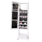 VEVOR Mirror Jewelry Cabinet, Standing Mirror with Storage, Lockable Jewelry Mirror Organizer with Full Length Mirror, Velvet Lining, White