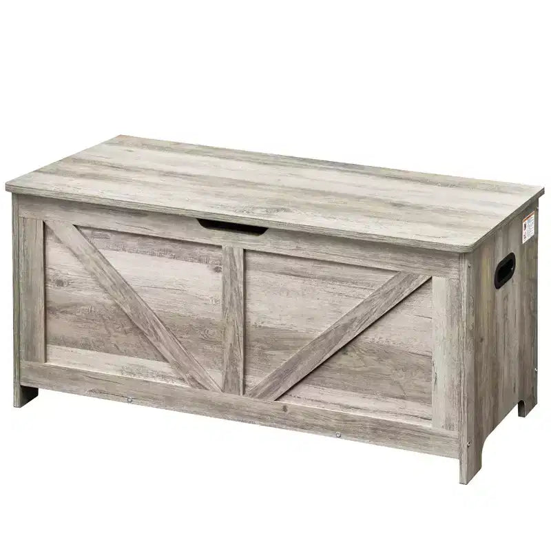 VEVOR Wooden Toy Chest for Kids, Toddler Toy Storage Box with Flip-Top Lid and Safety Hinge, 38.98 x 15.55 x 18.9 Large Kids Storage Bench, Gray
