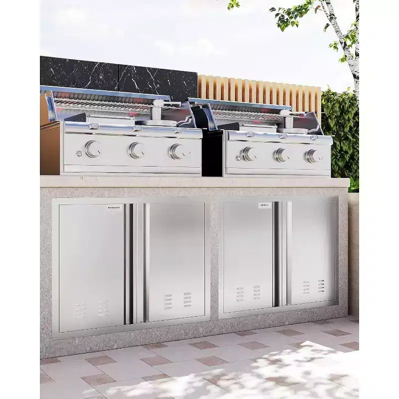 Puerta de acceso para cocina exterior de acero inoxidable plateado – Montaje empotrado, una sola puerta
