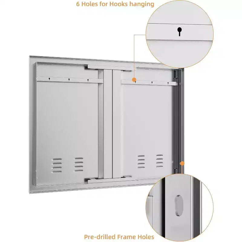 Puerta de acceso para cocina exterior de acero inoxidable plateado – Montaje empotrado, una sola puerta