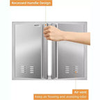 Puerta de acceso para cocina exterior de acero inoxidable plateado – Montaje empotrado, una sola puerta