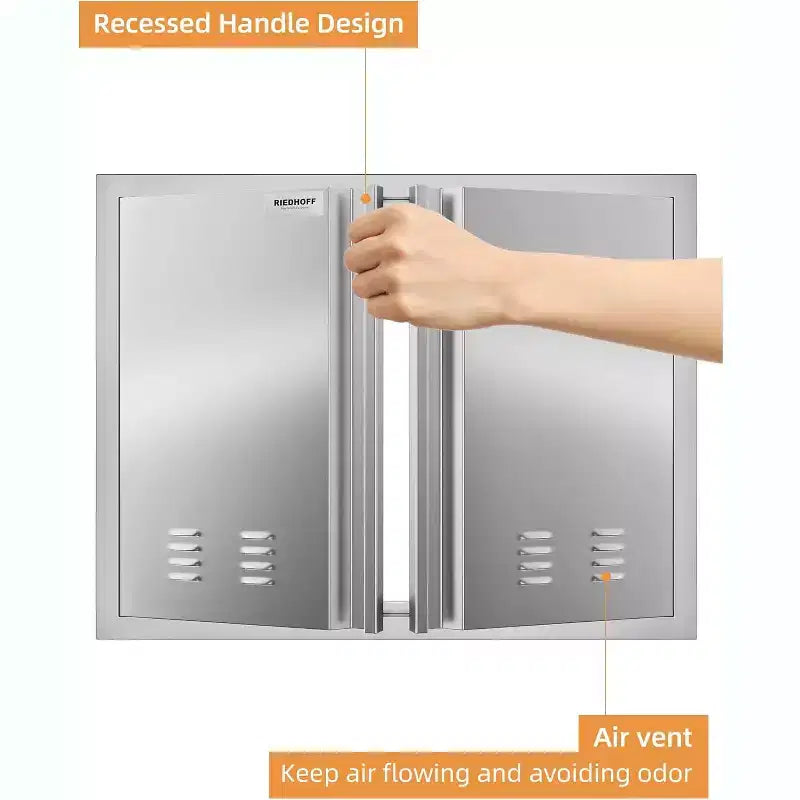 Puerta de acceso para cocina exterior de acero inoxidable plateado – Montaje empotrado, una sola puerta
