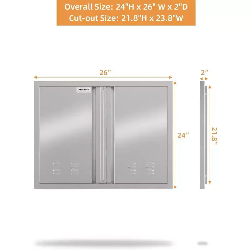 Puerta de acceso para cocina exterior de acero inoxidable plateado – Montaje empotrado, una sola puerta