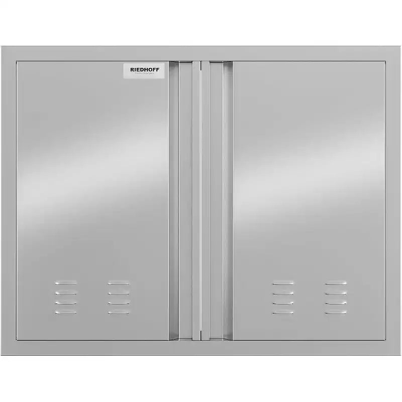 Outdoor Kitchen Access Door, Flush Mount 304 Stainless Steel BBQ Island Door w/ Recessed Handle, Vents & Magnetic Closure