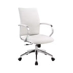 HomeRoots White and Silver Adjustable Height Swivel Rolling Office Chair