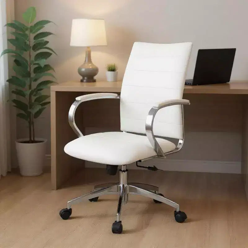 Silla de trabajo tapizada gris con brazos fijos – 1 persona