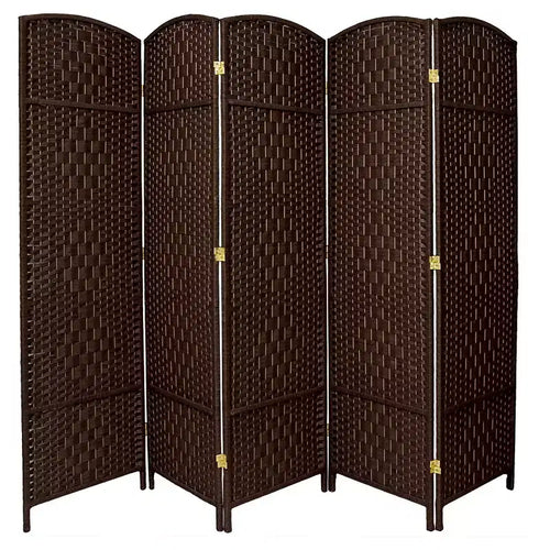 6 ft. Tall Diamond Weave Fiber Room Divider 5 Panels - Oriental Furniture
