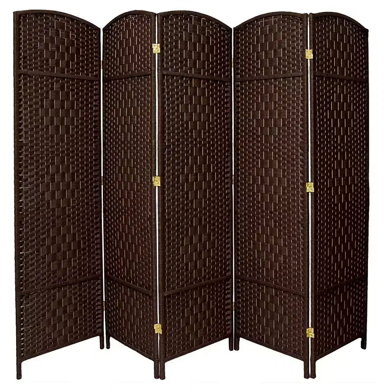 6 ft. Tall Diamond Weave Fiber Room Divider 5 Panels - Oriental Furniture