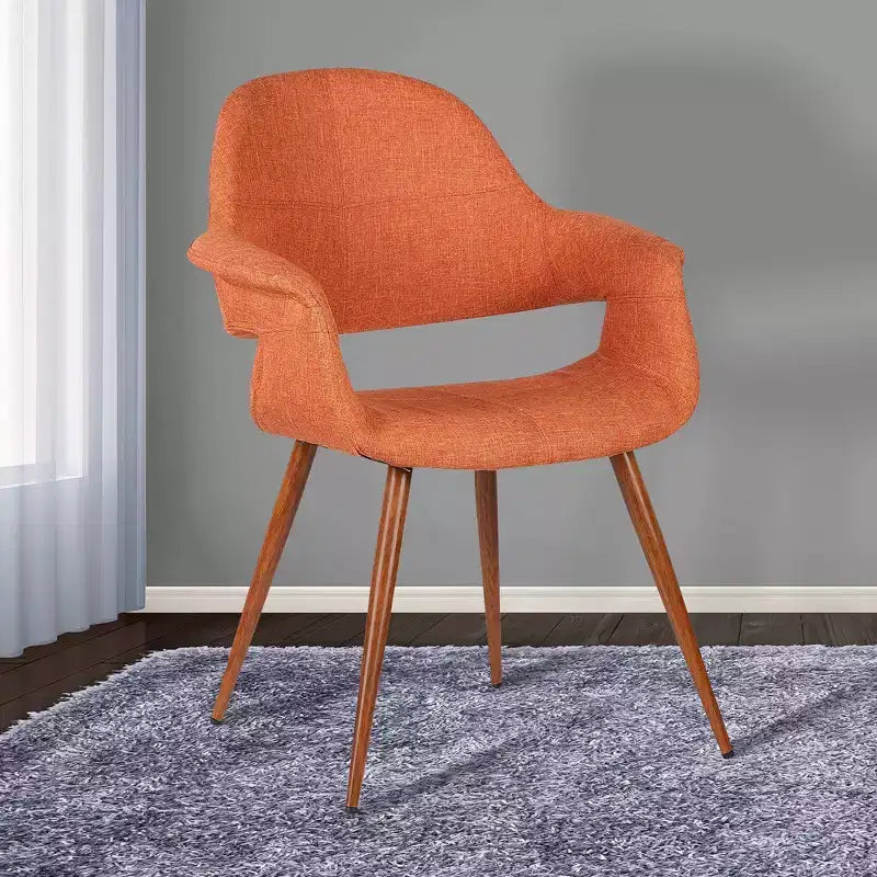Sillón tapizado naranja, estilo de mediados de siglo, 1 plaza