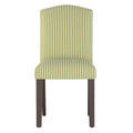 Skyline Furniture Alex Camel Back Dining Chair in Stripe Olive: Linen & Cotton Blend, Modern Parsons Style