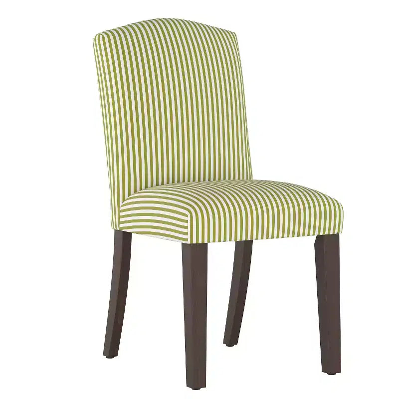 Silla de comedor sin brazos, con respaldo camel, a rayas oliva, para 1 persona