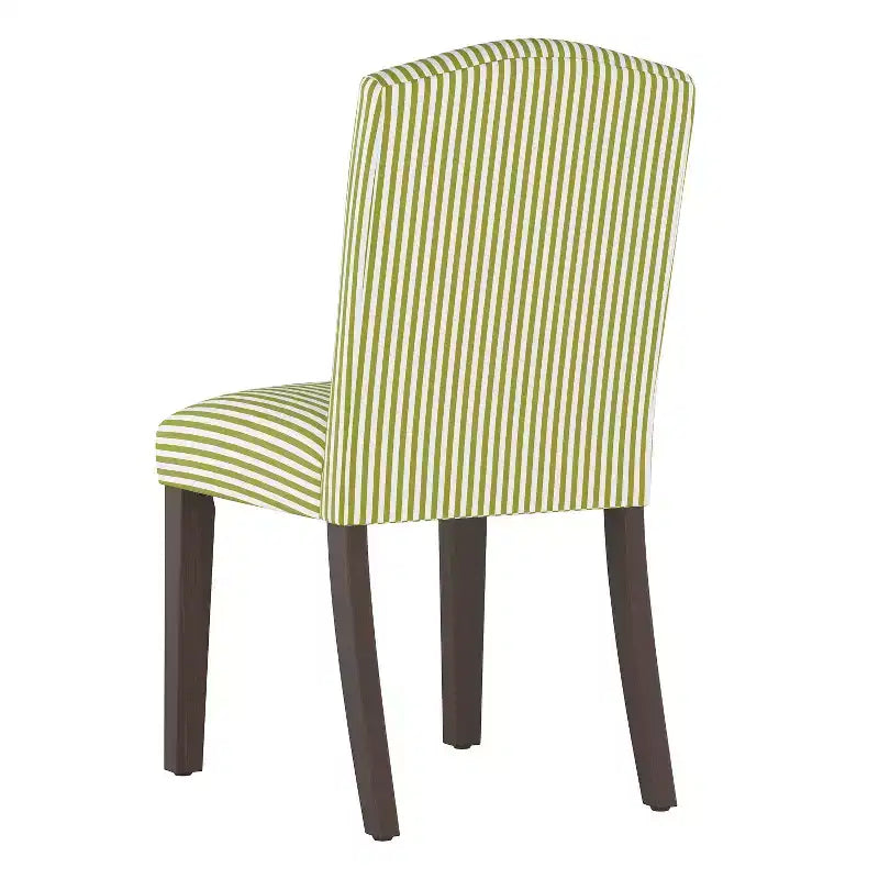 Silla de comedor sin brazos, con respaldo camel, a rayas oliva, para 1 persona