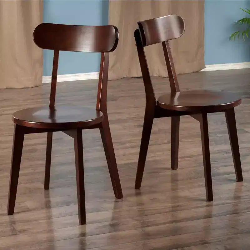 2pc Pauline Chair Set Walnut - Winsome: Mid-Century Modern, Wood Frame, Spot Clean, No Assembly Tools Required