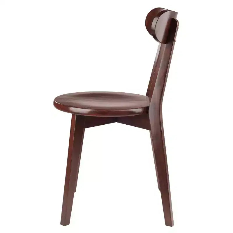 Silla de comedor de madera de nogal, respaldo de listones, juego de 2