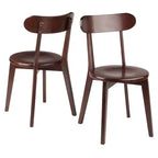 Silla de comedor de madera de nogal, respaldo de listones, juego de 2