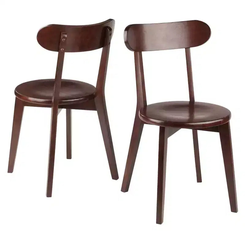 Silla de comedor de madera de nogal, respaldo de listones, juego de 2