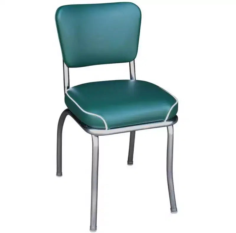 Richardson Seating New Diner Chair Teal Green: Chrome Finish, Vinyl Upholstery, No Assembly Required